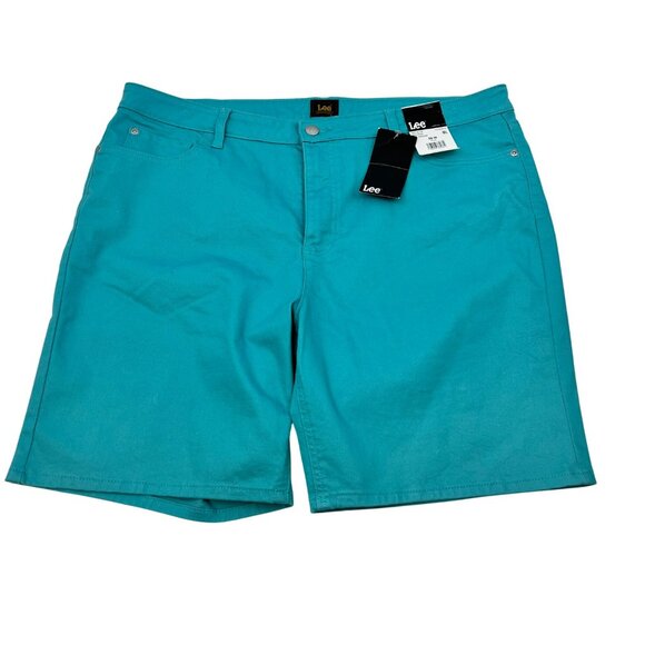 Lee Womens Flat Front Shorts Bay Blue Size 20 New - Picture 1 of 10